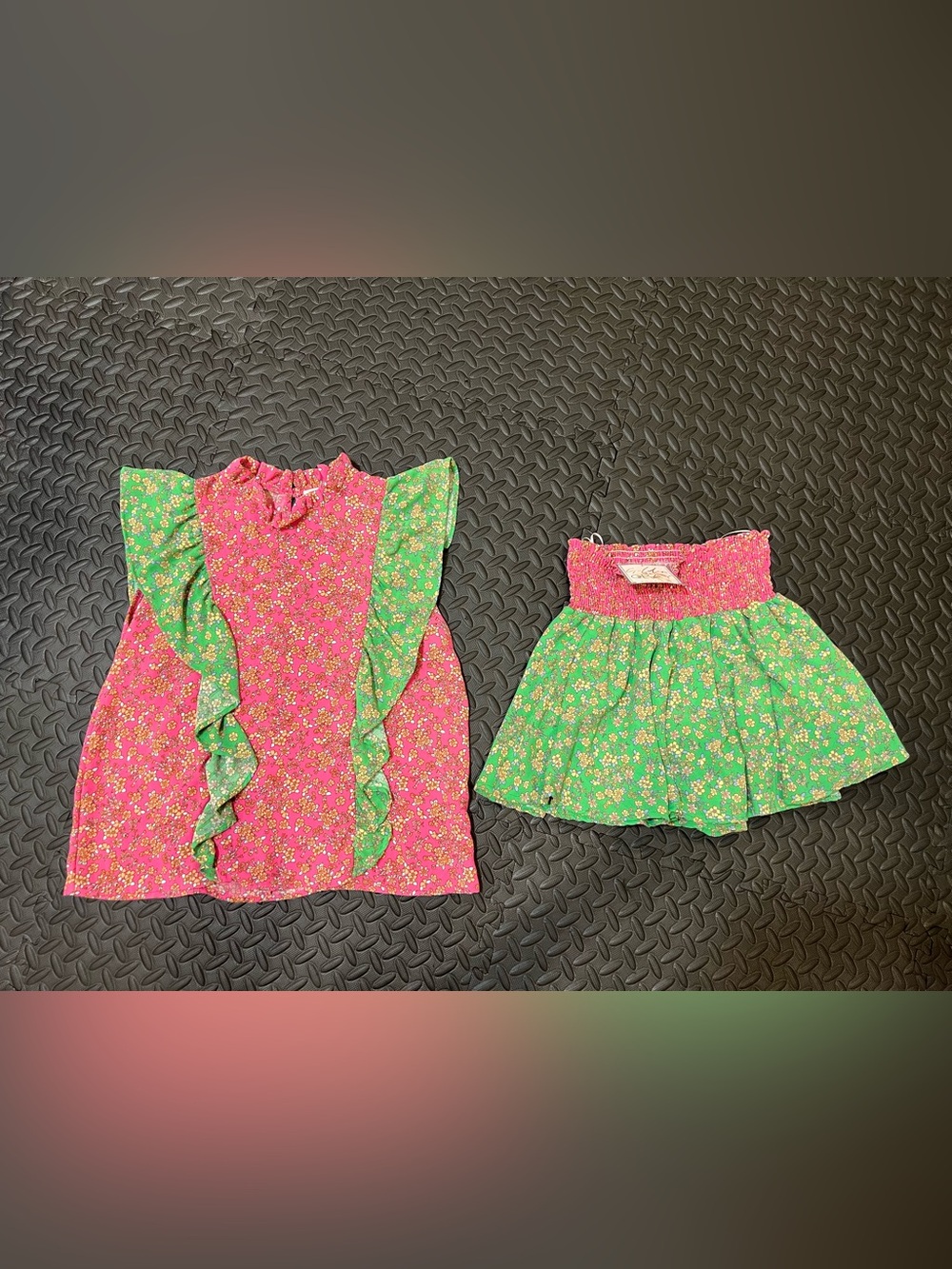 Karlie Pink and Green Floral Skort Set